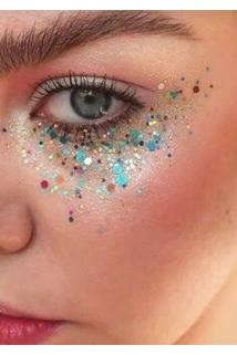 Jel Form Makyaj Simleri Glitter Işıltılı Yüz Makyajı Mavi