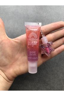 Gökkuşağı Dudak Parlatıcısı Yıldızlı 2’li Rainbow Sugar Shiny Lip Gloss Lip Balm Glitter